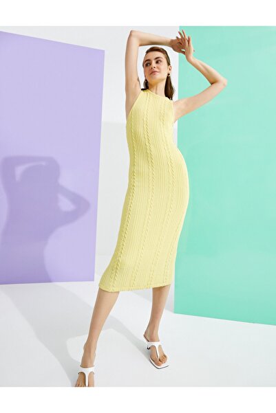 Koton Dámske ŽLTÉ šaty s ohlávkou s výstrihom