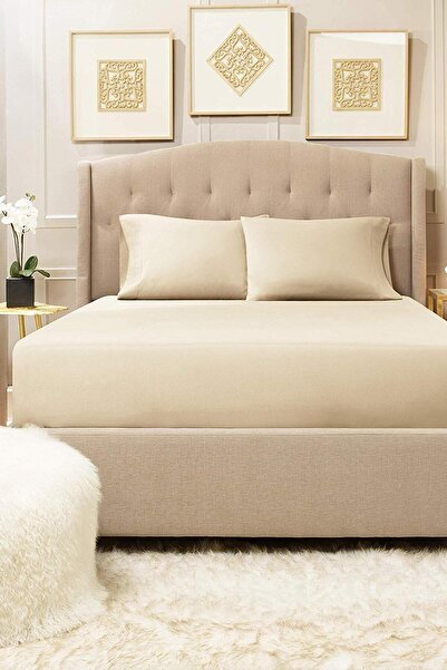 Mobaş Krem Battal Boy Penye Lastikli Çarşaf