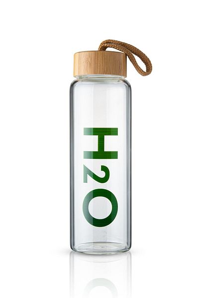 Tohana H2o Glass Flask with Bamboo Lid 800 Ml