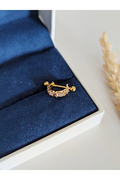 SU PERİSİ TAKI BİJUTERİ Cerrahi Çelik Gold Zirkon Taşlı Piercing , Tragus
