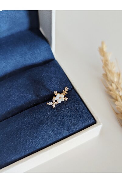 SU PERİSİ TAKI BİJUTERİ Cerrahi Çelik Gold Zirkon Taşlı Papatya Piercing , Tragus