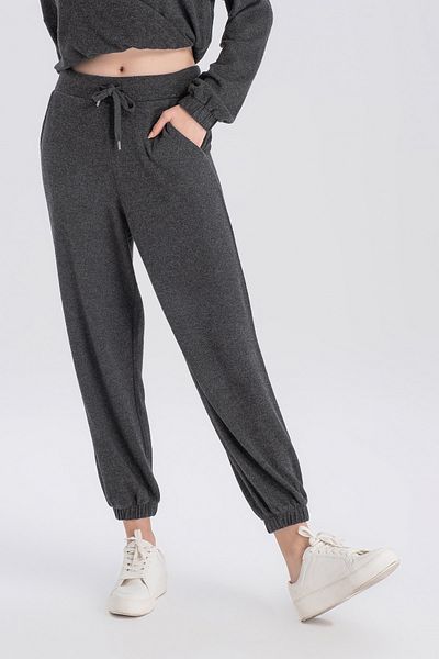 Re-clo Kelly Crop, Organic Fabric, Anthracite Melange, Wraped Cropped Sweatshirt
