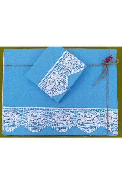 Çeyiz Bahçesi Set cuvertură dublă Dantelli Dowry Blue