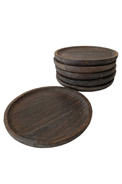 BOHOBAZZAR Paulownıa Ağacı Patrın El Yapımı Yuvarlak Sunum Tabağı 30*2,5cm