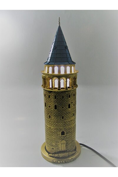 Hediye Seviyorum Galata Kulesi Biblo Altın Lamba 41cm