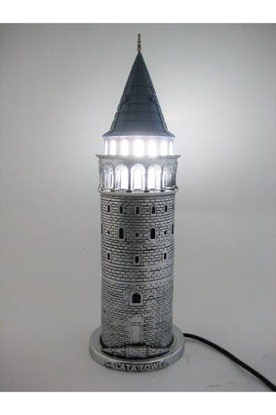 Hediye Seviyorum Galata Kulesi Biblo Gümüş Lamba 41cm