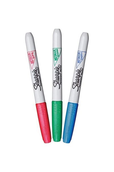 Sharpie Marker Permanent Metallic Red Green Blue 3 Blister