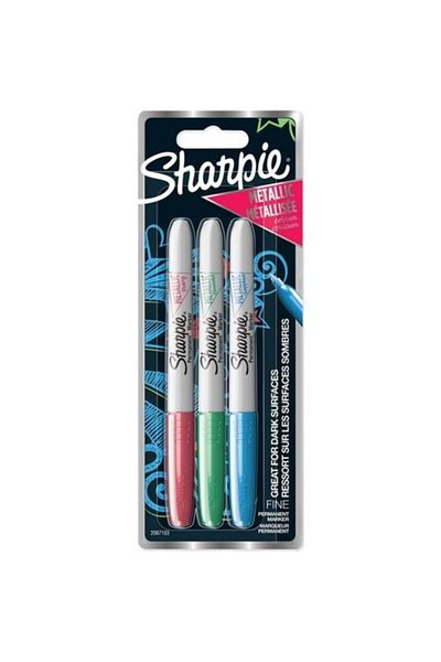Sharpie Marker Permanent Metallic Red Green Blue 3 Blister