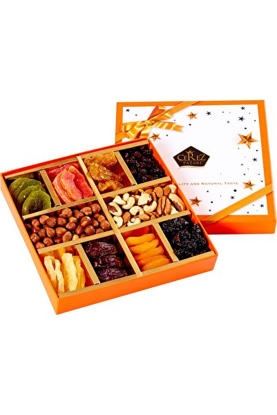Çerez Pazarı Turuncu Hediyelik Kutuda 650g Kuruyemiş Ve Kurumeyve Sağlıklı At...
