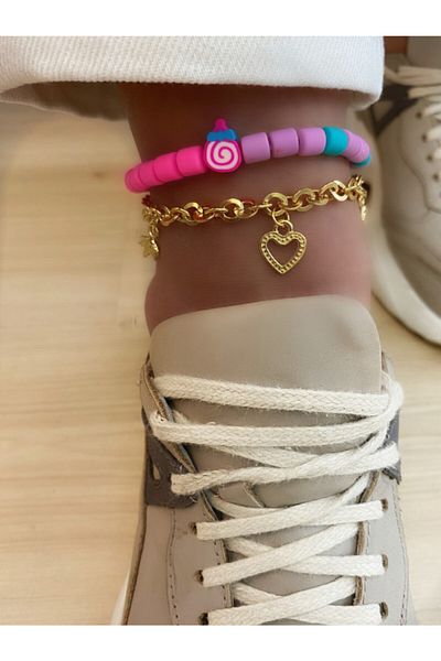 Markiz Takı Heart Leaf Charm Anklet