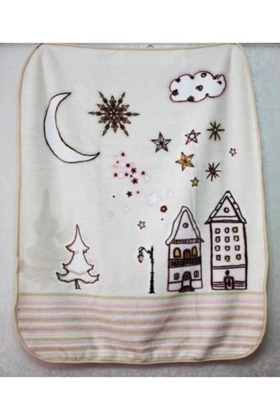 Özdilek Baby Pink Ecru Stella 100*120 Mink Polyester Baby Blanket