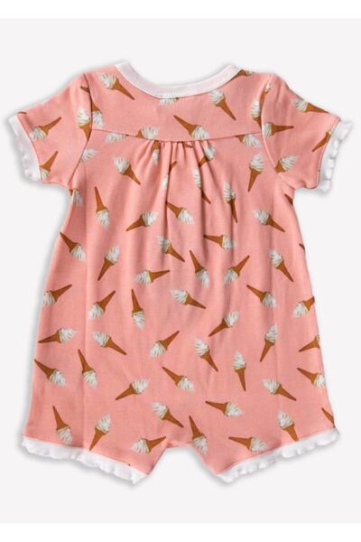 Ozmoz By Mukadder Özden Organic Ice Cream Patterned Pink Baby Girl Bodysuit & Jumpsuit
