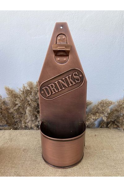 Handmadesign Copper Galvanized Bottle Holder with Opener