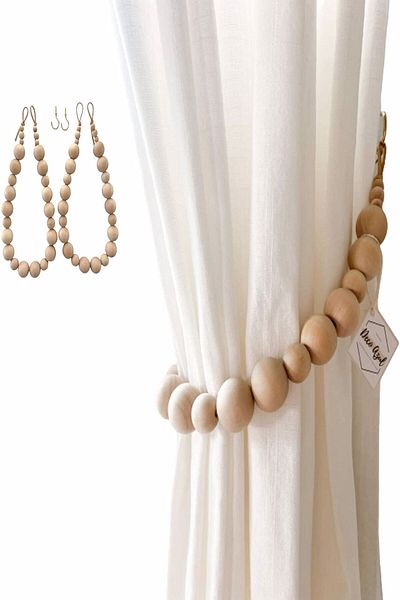Emtory Home 2 Decorative Wooden Beaded Curtain Hangers