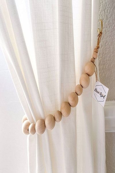 Emtory Home 2 Decorative Wooden Beaded Curtain Hangers