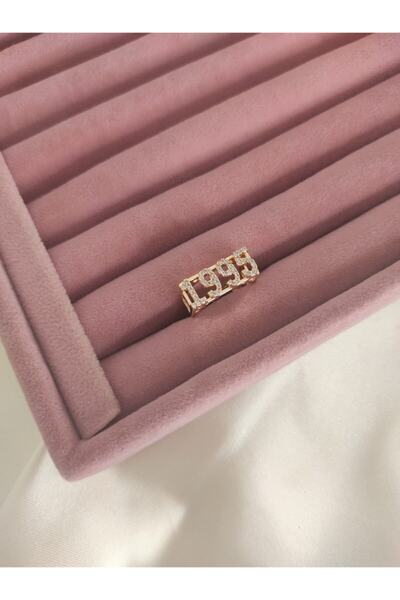 beige accessory 1995 خاتم تاريخ حجري مقاس قابل للتعديل لون ذهبي