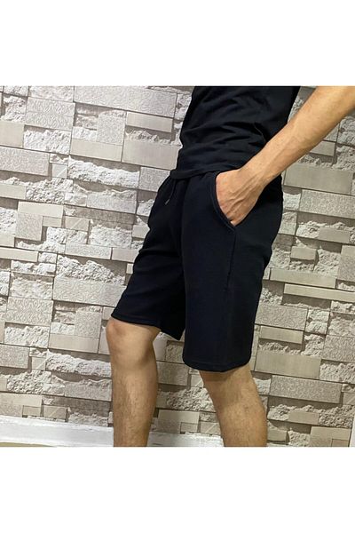 BENESSE Unisex Οθωμανικό Υφασμάτινο Μαύρο Σορτς & Βερμούδες