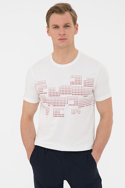 Pierre Cardin T-Shirt Ecru Slim Fit Crew Neck