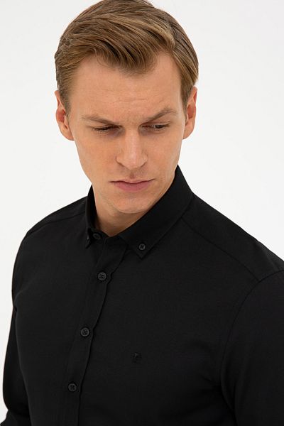Pierre Cardin Черна тънка риза Оксфорд