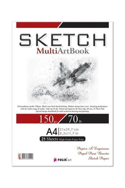 FOLİX ART Schiță Multiart A4 150 Gr. Caiet de schițe 25 de coli Caiet de schițe Multiarta4