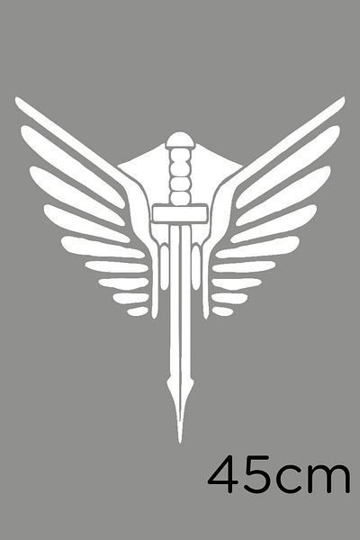 New Jargon Sword Pen și Wing Sticker Etichetă Lipire 45cm - Alb