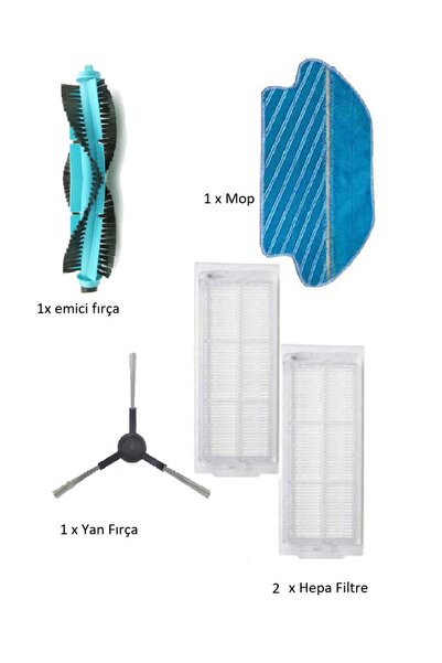 Xiaomi Σετ ανταλλακτικών συμβατό για Xiaomi Mop Pro V2-V3 - Φίλτρο Hepa, Σφουγγαρίστρα, Πλαϊνή βούρτσα, Απορροφητική βούρτσα