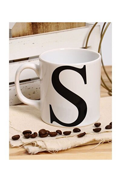 Bebo Store كوب بورسلين أبيض بحرف S