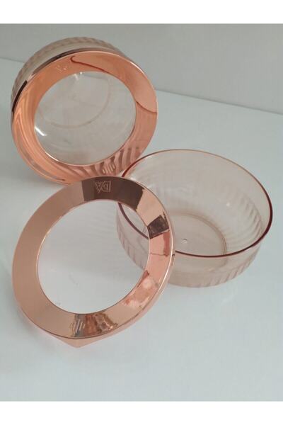 VİP AHMET 800 ml  2'Li Yuvarlak Bakır Saklama Kabı