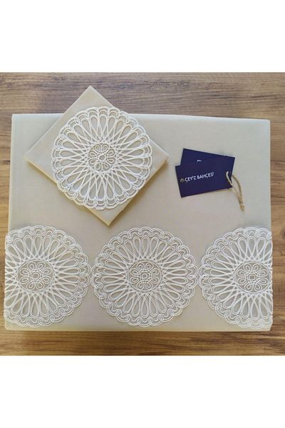 Çeyiz Bahçesi Σετ παπλωματοθήκης Hayal Cream French Laced Διπλό