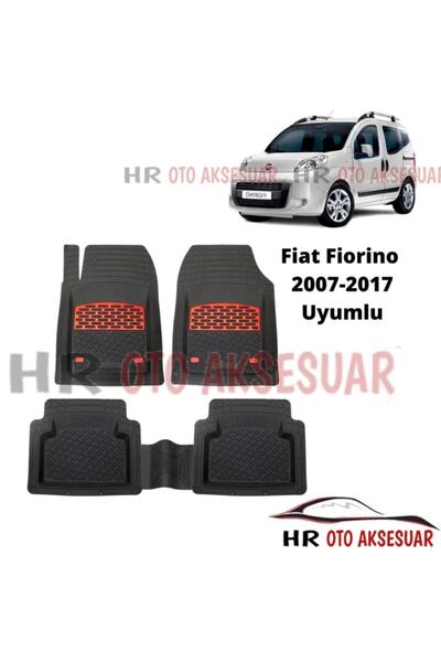 TEAMCAR Fiat Fiorino 2007-2017 Uyumlu Derin Havuzlu Krom Kırmızı 3d Paspas