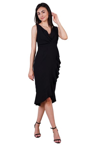 SpringStore Rochie de seară scurtă cu decolteu în V cu volane