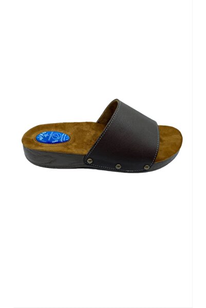 Siyo Comfort Brown Leather Anatomical Sole Slippers