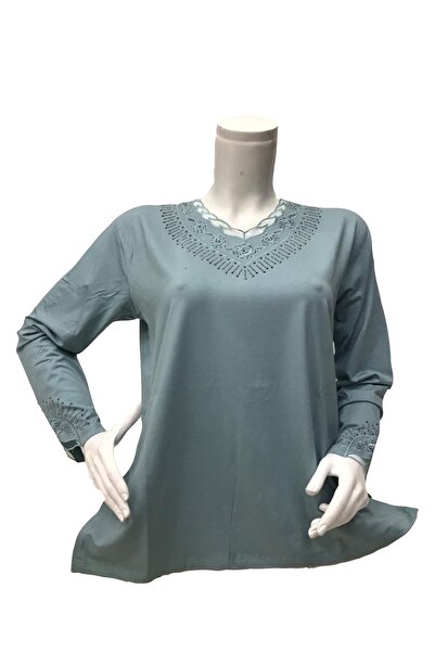 Nacar Anne I Yeni Sezon Taşlı Penye Bluz