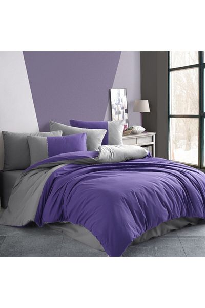Hobby Purple Diamond Poplin Double Duvet Cover Set