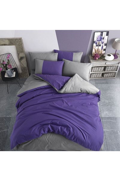 Hobby Purple Diamond Poplin Double Duvet Cover Set
