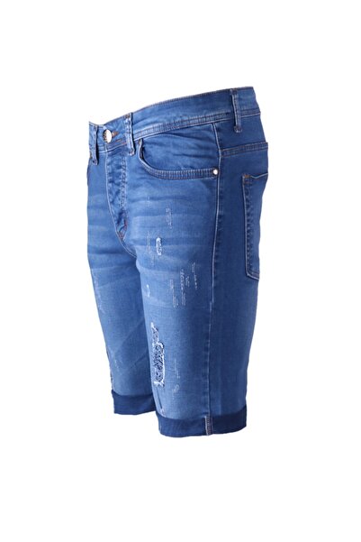 viking's line Erkek Denim Şort Lazer Işlemli 83565 Bermuda Kot