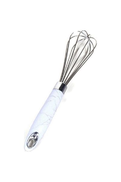 BULUT Baysa White Marble Patterned Stainless Steel Whisk 27 cm