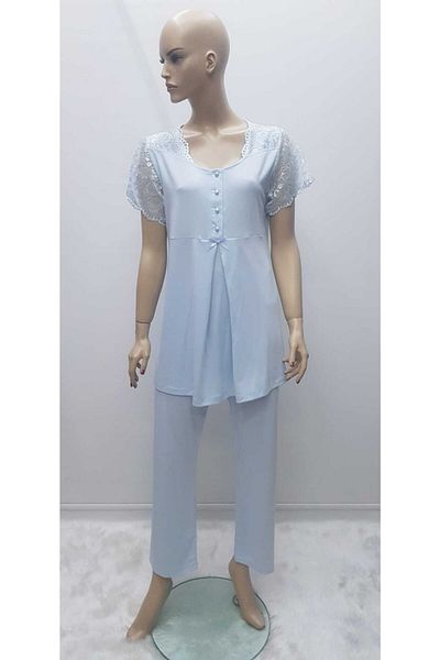 LİMİSSİ 2210 Set de pijamale de maternitate pentru gravide, albastru