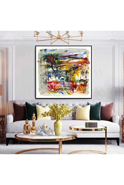 Markazip Siyah Metal Çerçeveli Kanvas Tablo 90x90cm Kod: K6109-s