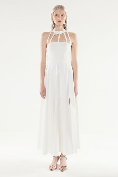Trendyol Collection X Φόρεμα τεχνητής νοημοσύνης Λευκό Μακρύ βραδινό φόρεμα Νυχτερινή αποφοίτηση TPRSS24AE00232
