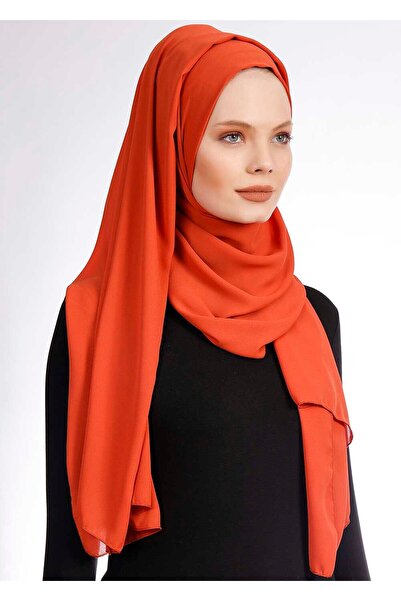 Ecardin Πρακτικό κρεπ σάλι σε χρώμα πλακιδίου - St 238