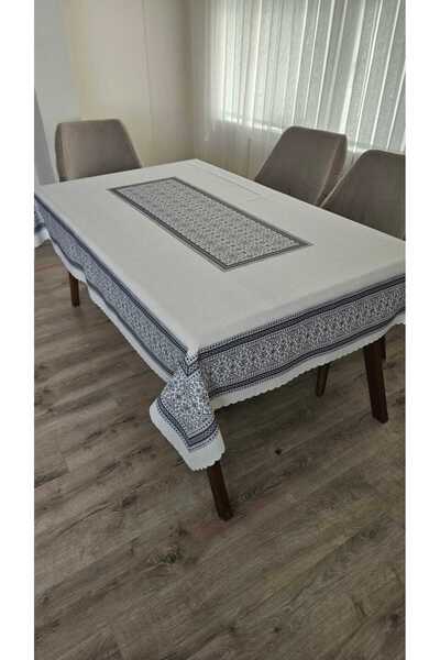 ZESA HOME مفرش طاولة من القماش الأنيق المطبوع باللون الكريمي