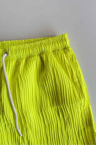 AYYILDIZ 842 Men's Light Yellow Patterned Swim Shorts