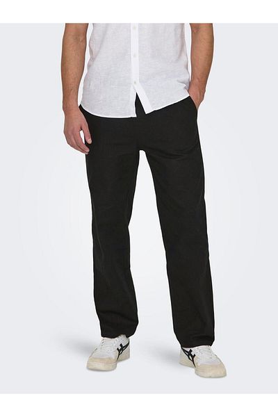 Only & Sons Men's Loose Cut Linen Trousers -22028267