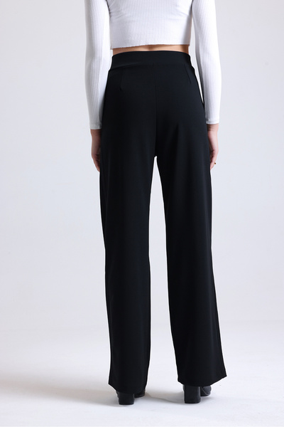 Mad&Calf Women's Wide Leg Lycra Velcro Closure Elastic Palazzo Trousers