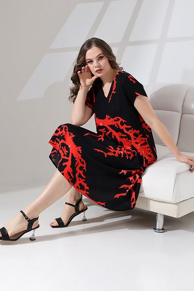 LİKAPA Κοντό μανίκι φόρεμα Likapa Summer Plus Size Viscose V-Neck 2688