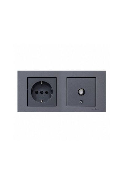 OVİVO Ovivo Grano Smoked - Set of 2 Grounded Socket and F Connector Satellite Socket