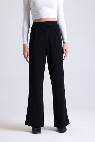 Mad&Calf Γυναικείο παντελόνι με φαρδύ πόδι Lycra Velcro με κλείσιμο ελαστικό Palazzo