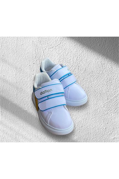 DAFLONG Adidași Daflon pentru băieți - alb, velcro și talpă ortopedică