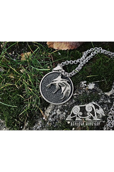 Herşey Nota Paslanmaz Titanyum Çelik Witcher Hunt Geralt Kurt Kolye - Witcher Kolye
